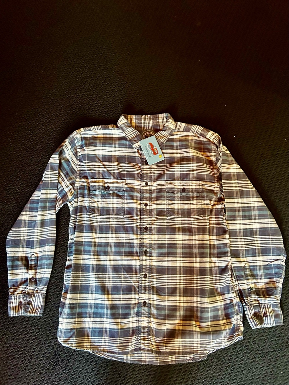 Life is Good 😀 Men's Long-Sleeve Plaid Button-Up Shirt - Blues with White